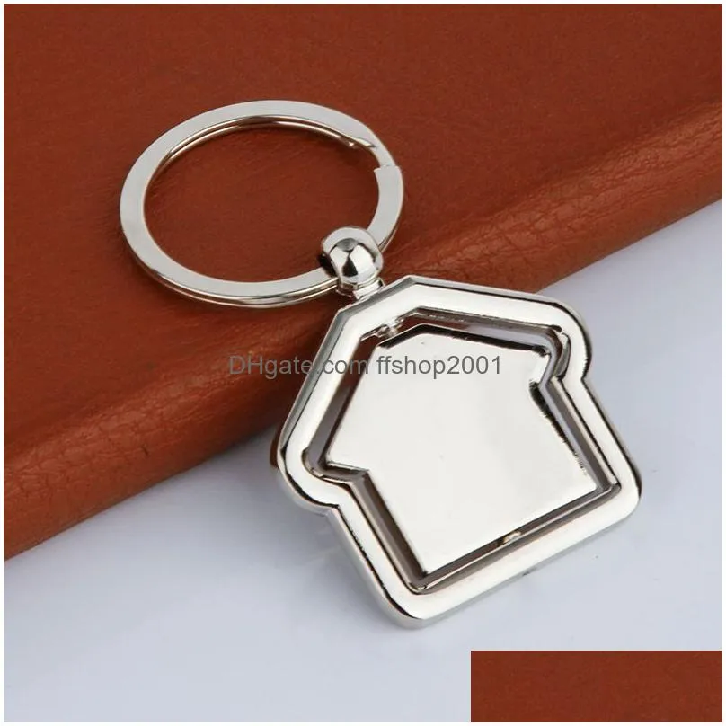 personalized house keychain pendant 360 degree rotation key chain cross keychains metal keyring custom logo