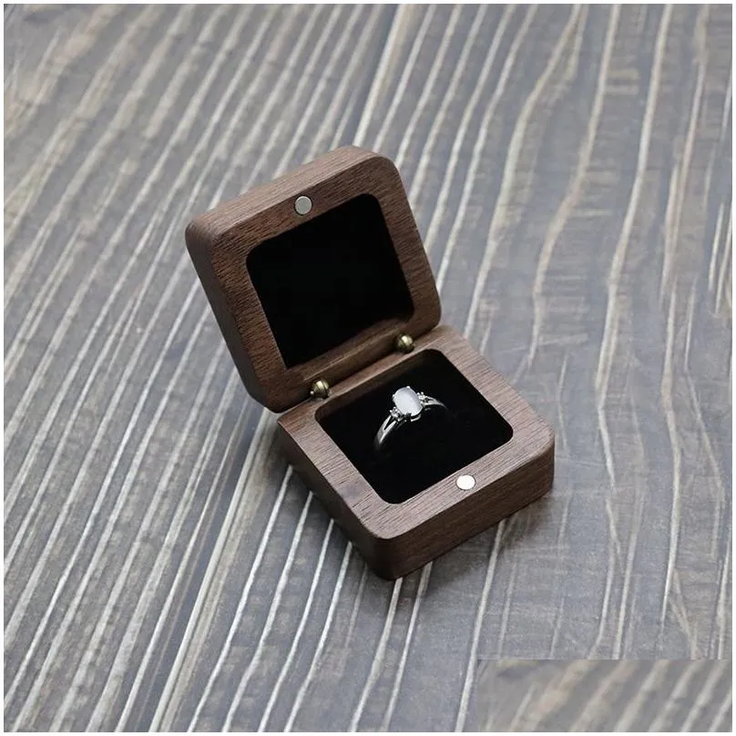 black walnut wood ring boxes valentines day gift wrap diy blank carving handmade jewelry box necklace earrings storage