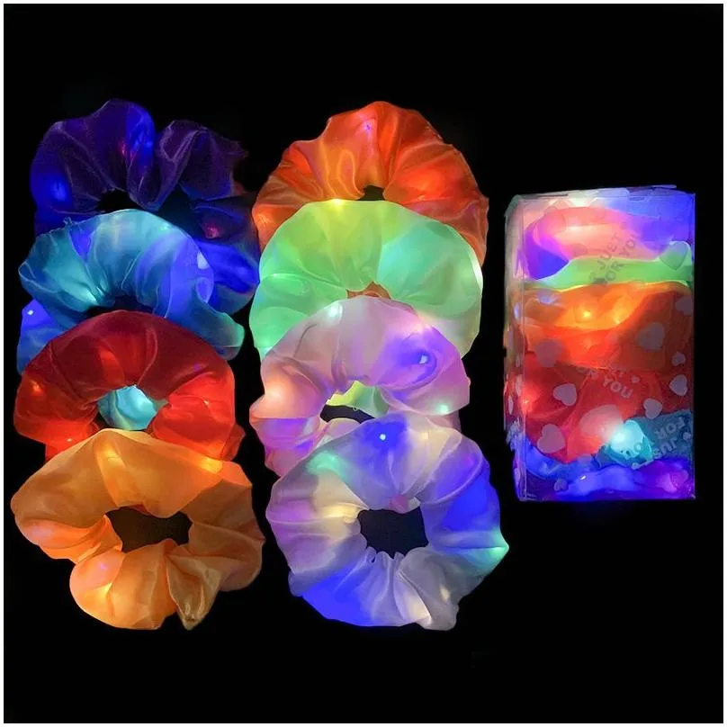 luminous rubber bands headbands led hair tie hair rope party decorations christmas gifts