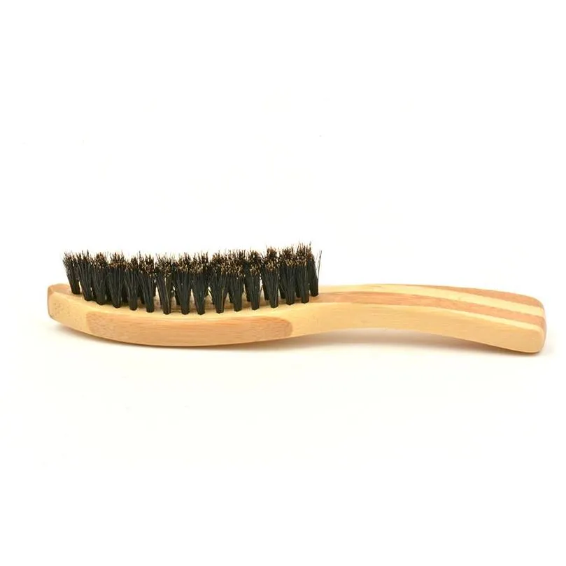 portable mens beard brushes natural bamboo long handle face brush pig bristles household cleaning tools 16cm