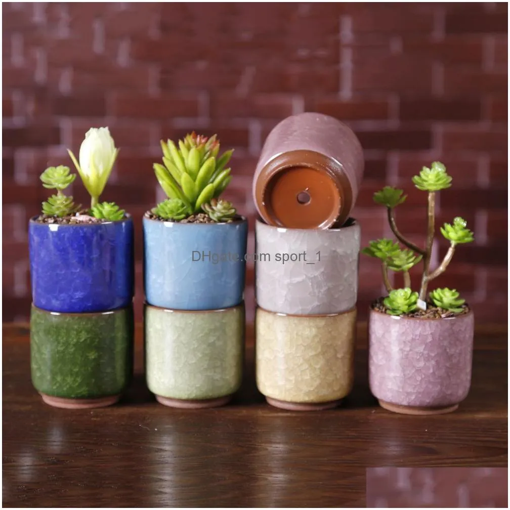 ice cracked mini ceramic flower pot colorful cute flowerpot for desktop decoration meaty potted plants planters