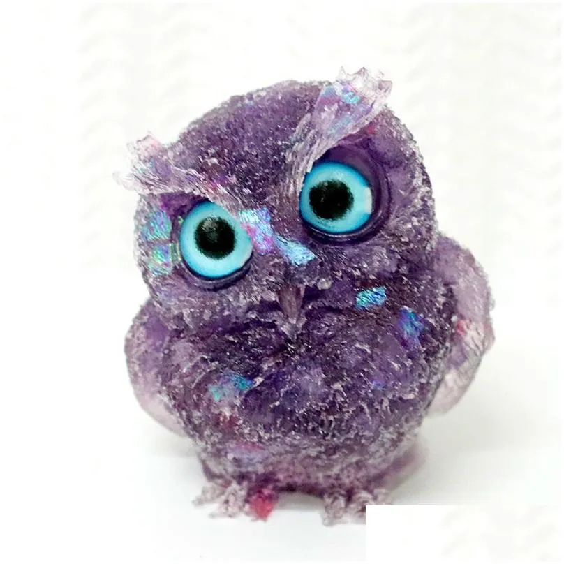 crystal owl ornament party favor natural stone healing energy ornament office desktop decoration craft gift