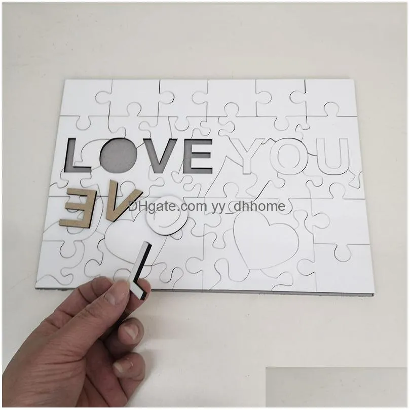 a4 sublimation blank puzzle favor creative love 47 pieces mdf heat transfer jigsaw toy diy valentines day gift