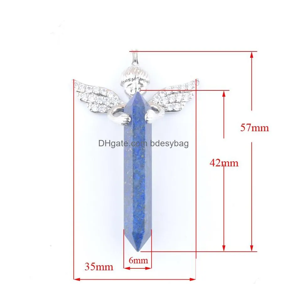 fairy hexagon prism angel pendant necklace chain pendulum natural stone reiki charms fashion jewelry for women bn425