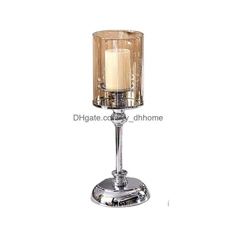 silver vintage candle holders home ornaments romantic glass candlestick wedding decoration articles