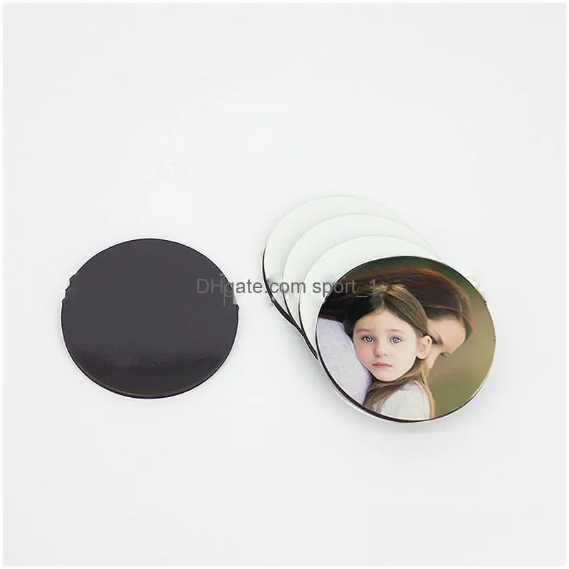 6cm sublimation blank fridge magnets creative round heat transfer mdf magnetic sticker wooden household cup mat diy gift