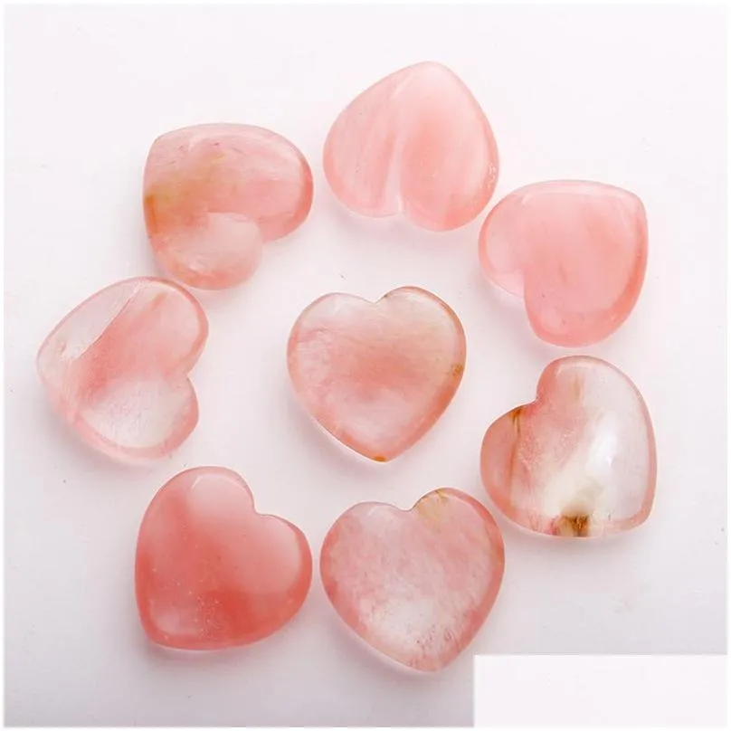 natural crystal stone party favor heart shaped gemstone ornaments yoga healing crafts decoration 30mm dhs