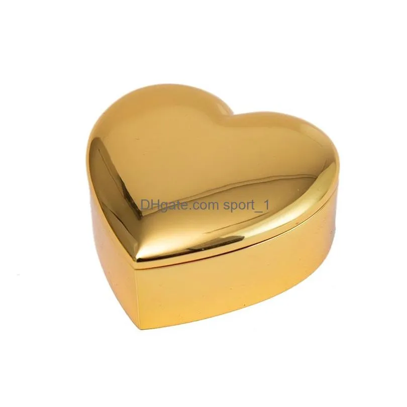 metal heart shaped jewelry box gift wrap valentines day gifts storage ring boxes fashion desktop decoration