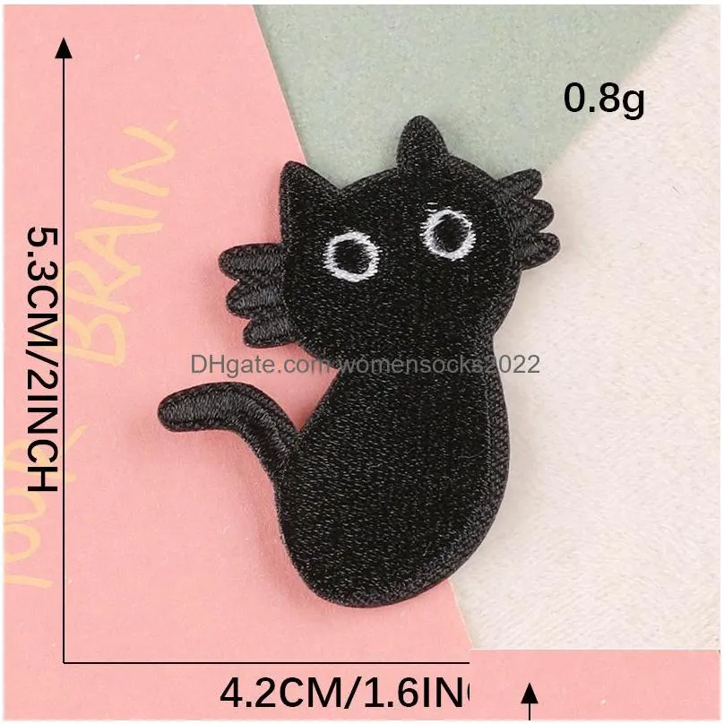 notions iron on various black cartoon cates embroidered badge sew on appliques diy accesories for clothing jeans jackets