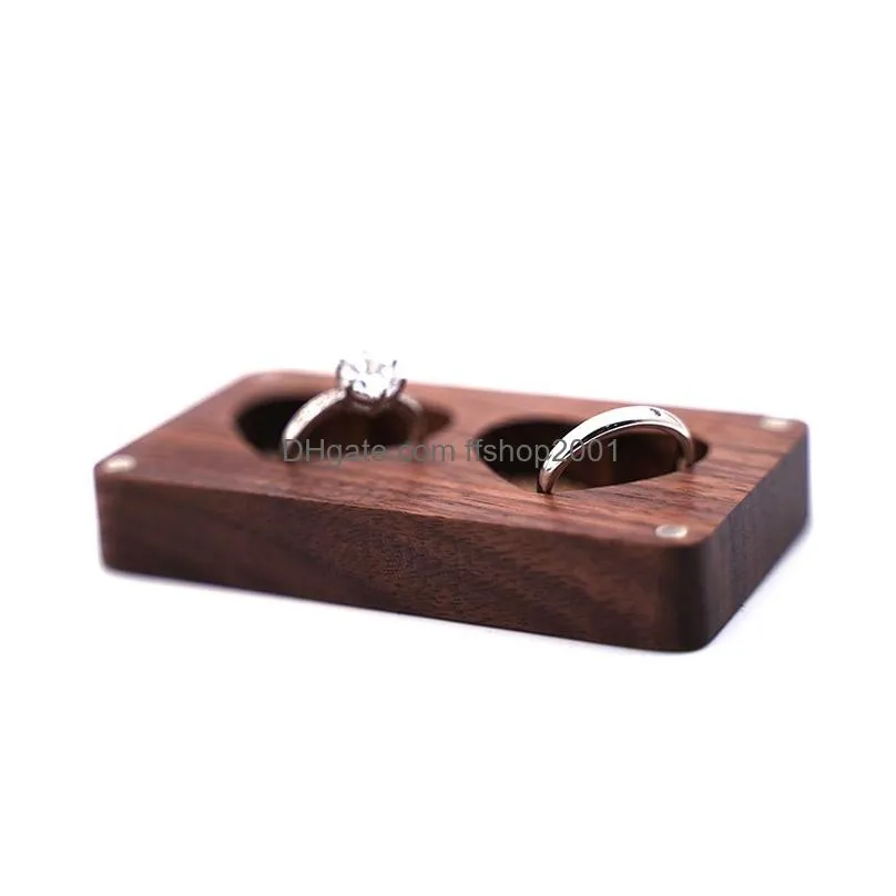 wooden jewelry boxes gift wrap creative couple ring box portable transparent window necklace earring storage wedding supplies