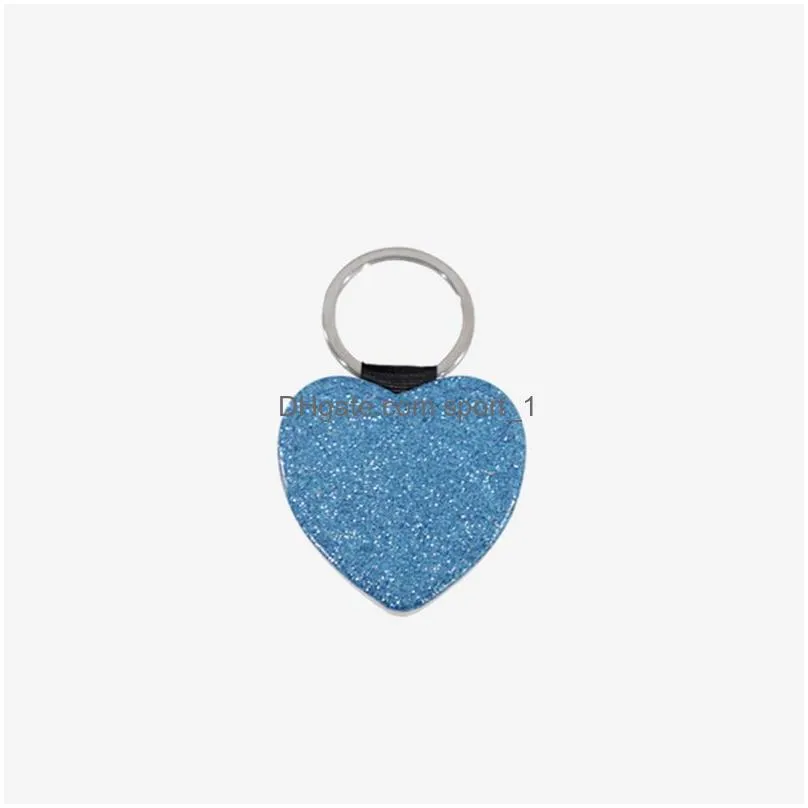 sublimation blank diy keychain pendant creative heart shaped leather keychains heat transfer luggage decoration key ring