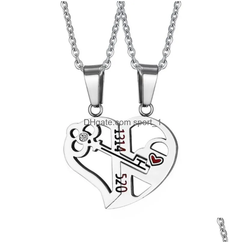 key splice couple pendant necklace heart necklace fashion accessories valentines day gift