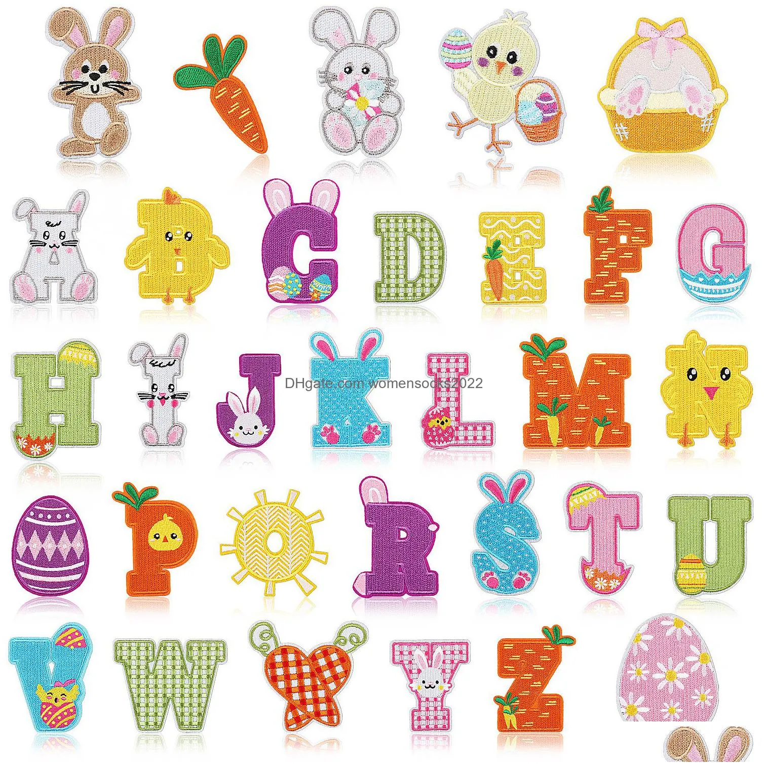 cartoon rabbit iron ones sewing notions cute animal letters az embroidered sew on clothing tshirt jacket backpack decorative diy applique