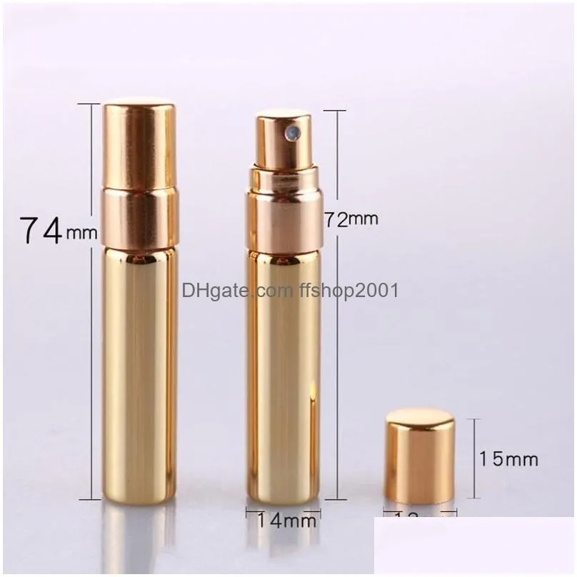 mini 5ml electroplated glass spray perfume bottle presspacked travel portable shading small sample bottles 3 colors