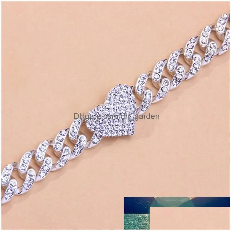 anklets fashion hip hop crystal heartshaped anklet for women bracelet men  cuban link chunky wholesale foot chain iced out factory price expert design