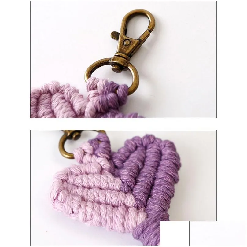 valentines day gift tassel keychain keyring creative heart shaped hand woven keychains luggage decoration pendant key chain