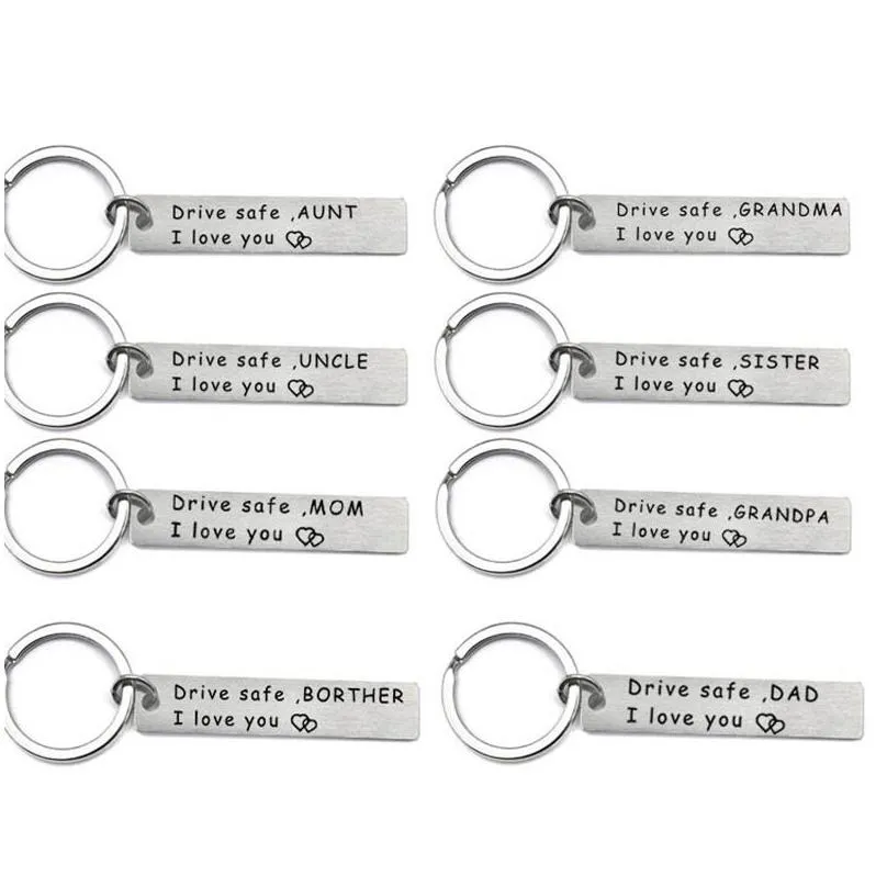 stainless steel keychain pendant family car key chain drive safe the keyring creative gift for relatives