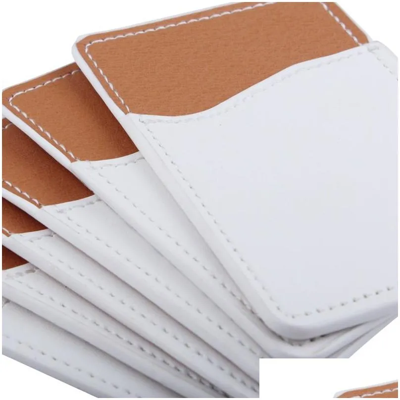 creative sublimation blank leather mobile phone stickers favor heat transfer diy card holder id storage 9.7x6.6cm