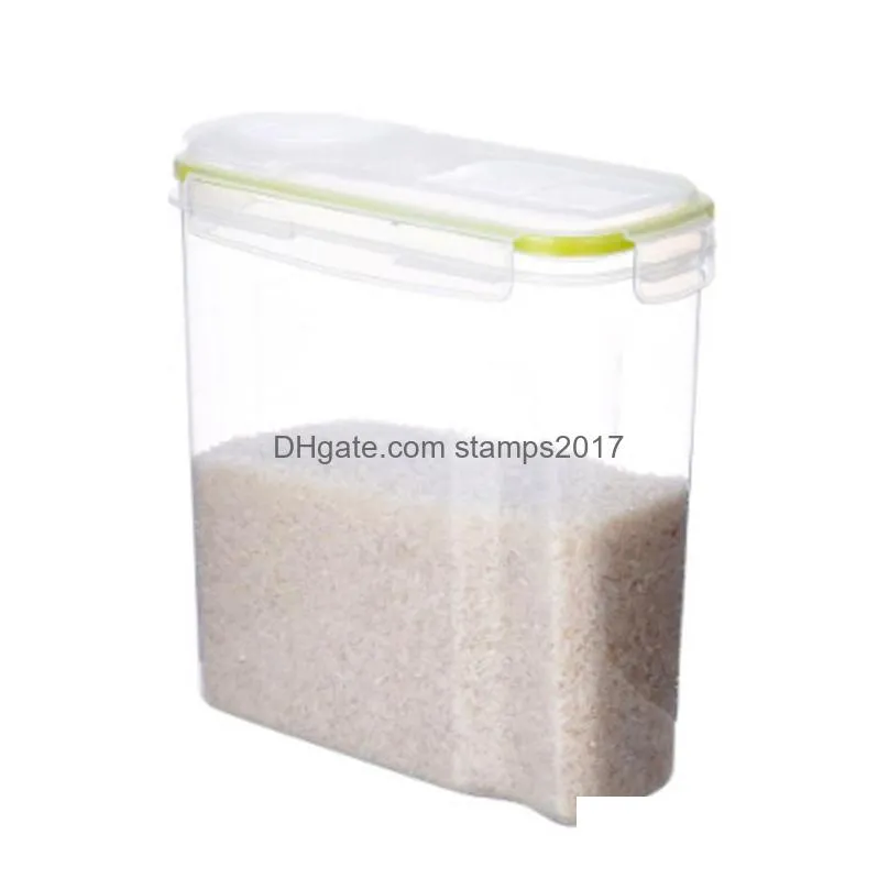 kitchen plastic sealed can grain storage cans press button to hold with scale sealed storages box