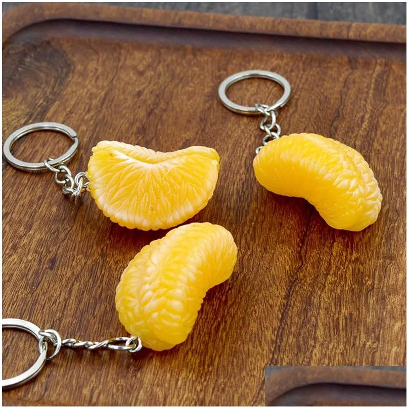 pvc simulation fruit keychains creative grape watermelon pineapple pendant keychain bag decorative key chain keyring