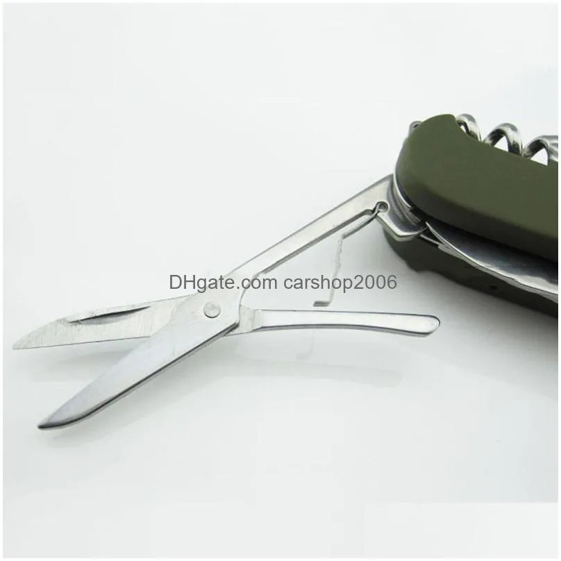 multifunctional folding knife with light party favor portable bottle opener keychain outdoor tool compass stainless steel scissors