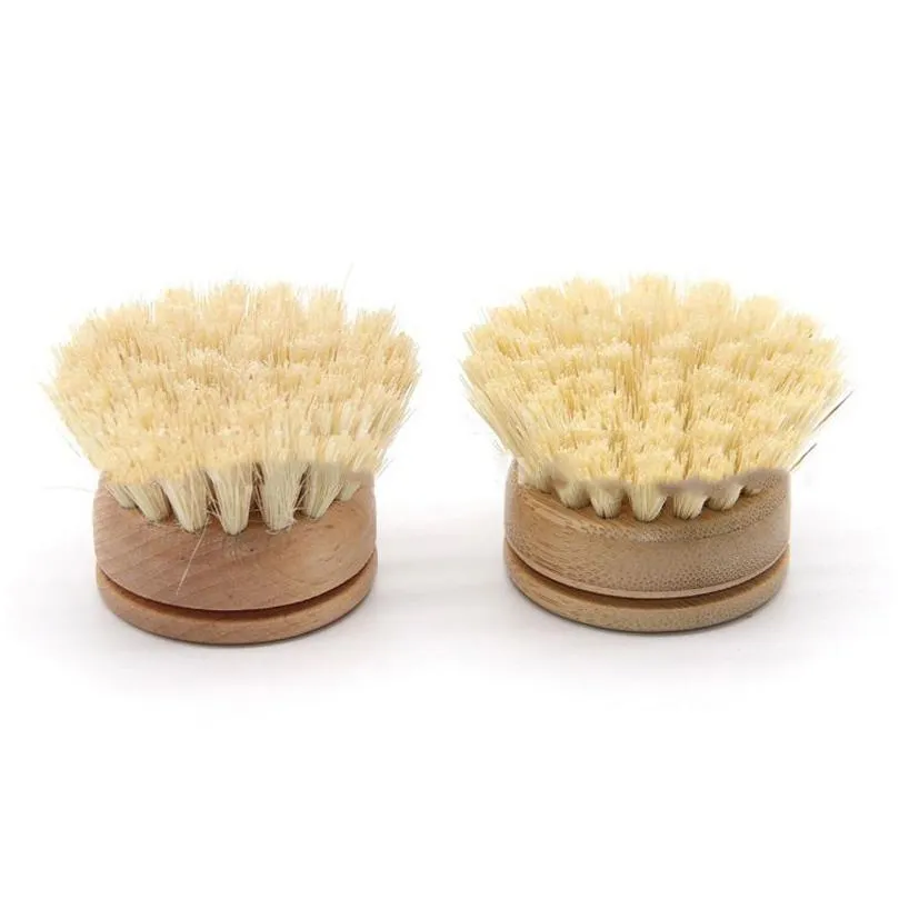 kitchen cleaning brush wooden sisal can replace beech bamboo dishwashing brushes head household clean tool dhs