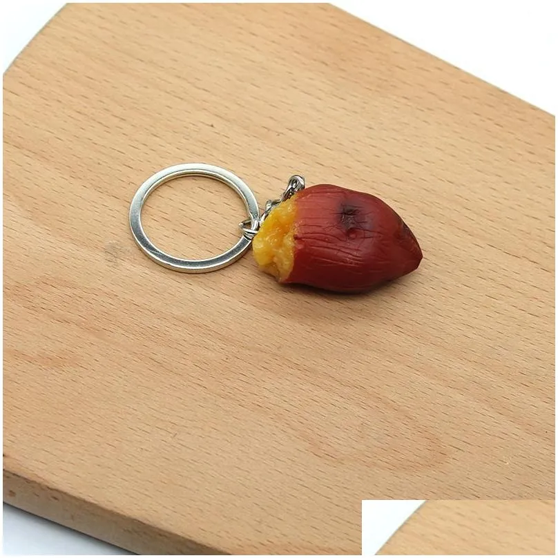 mini simulation vegetable keychain pendant strawberry orange fruit keychain creative gift key chain keyring