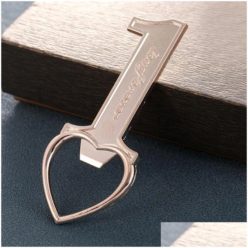 metal beer bottle opener creative number 1 heart shaped corkscrew wedding gift household kitchen tool