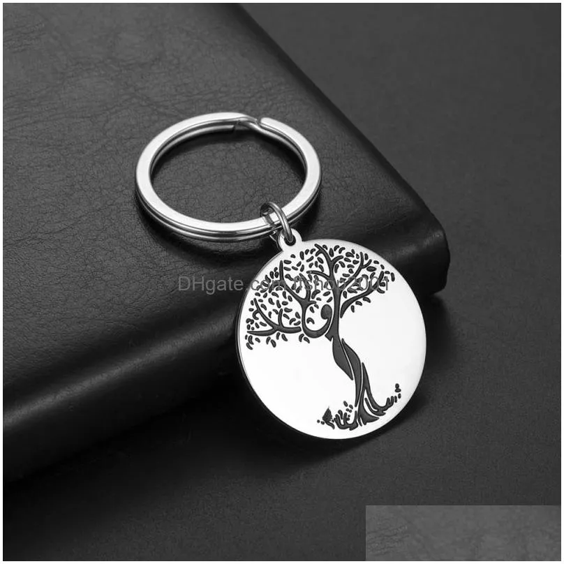 life tree pendant keychain stainless steel keychains keyring thanksgiving mothers day gift key chain