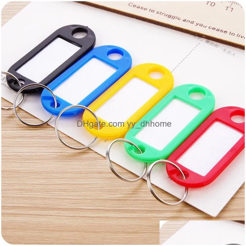 colorful plastic tag keychain luggage tags keyring pendant name key chain card marking party gift supplies