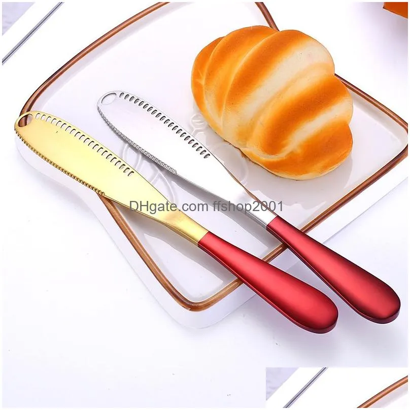stainless steel butter knife baking tools with hole cheese jam spreaders cream knifes hangable home multifunctional dessert tool