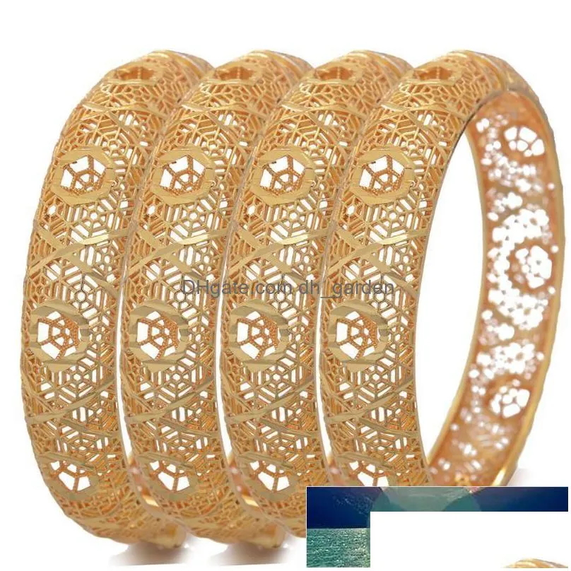 bangle 4pcs/set women bracelets middle east arab dubai bangles african 24k gold color bride jewellery party gift factory price expert design quality latest