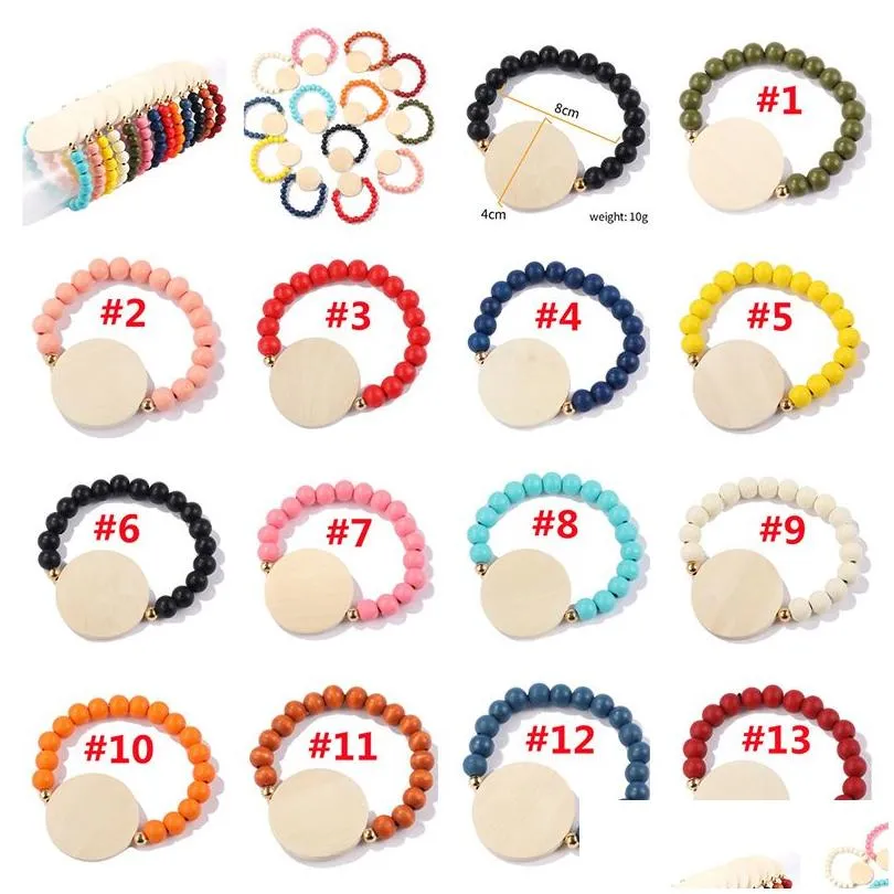 diy round wooden sign wrist bracelet wooden beaded bracelets fashion jewelry accessories gift supplies