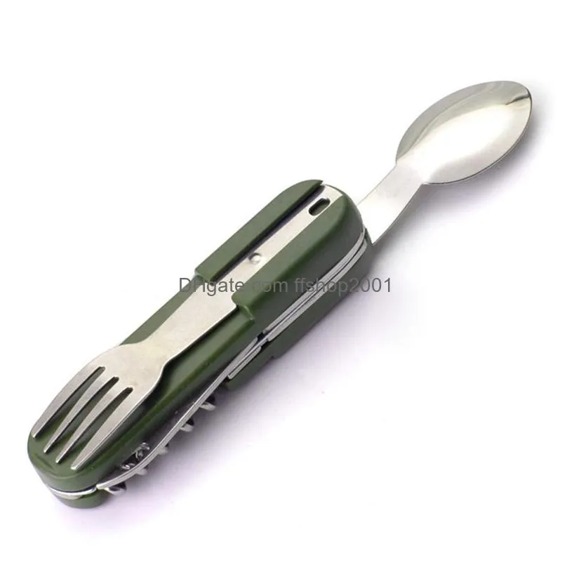 outdoor folding tableware detachable spoon table knife and fork bottle opener portable multifunctional camping dinnerware