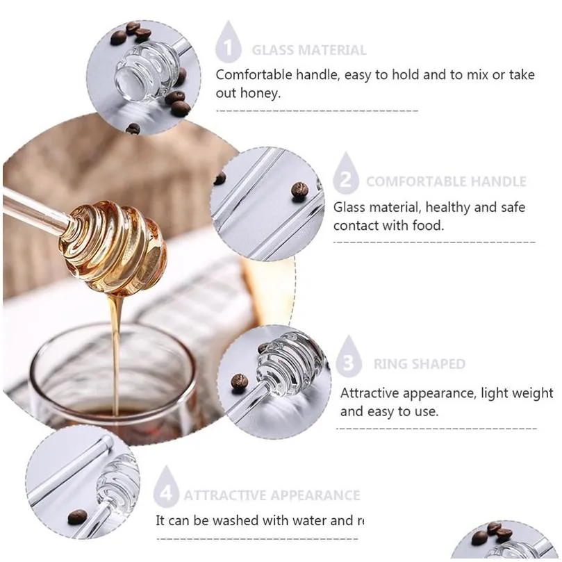 transparent stir stick glass spoons honey dipper syrup dispenser sticks creative coffee jam mixing supplies for jar kitchen