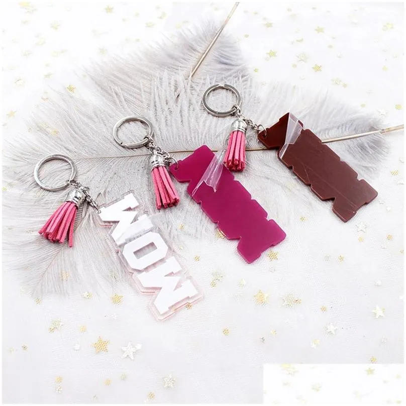 acrylic keychain pendant creative mom tassel keychain mothers day gift luggage decoration keyring key chain
