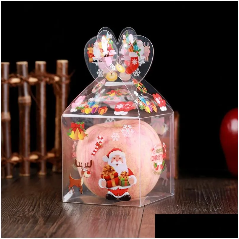 pvc transparent candy box christmas decoration gift wrap box packaging santa claus snowman  boxes party supplies
