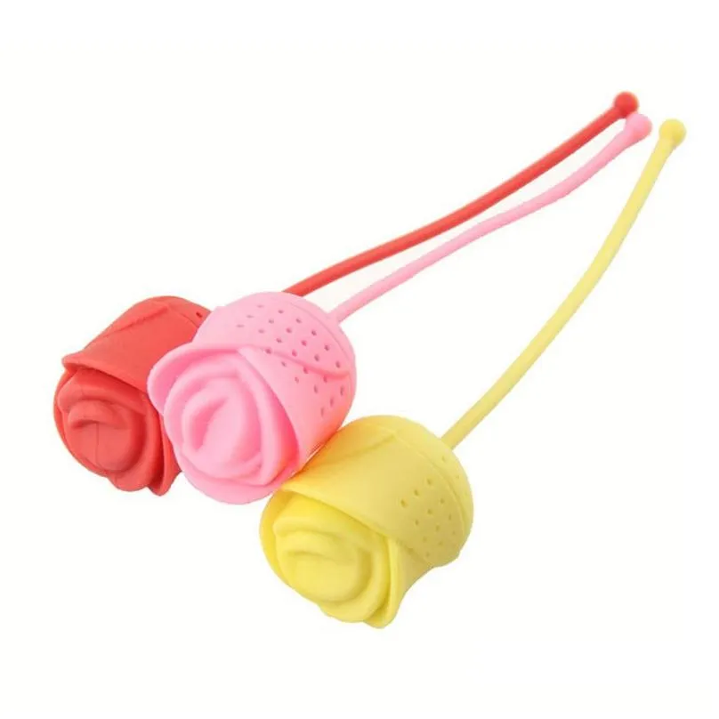 silicone tea strainers creative rose shape teas infuser home coffee vanilla spice filter diffuser reusable 5 colors