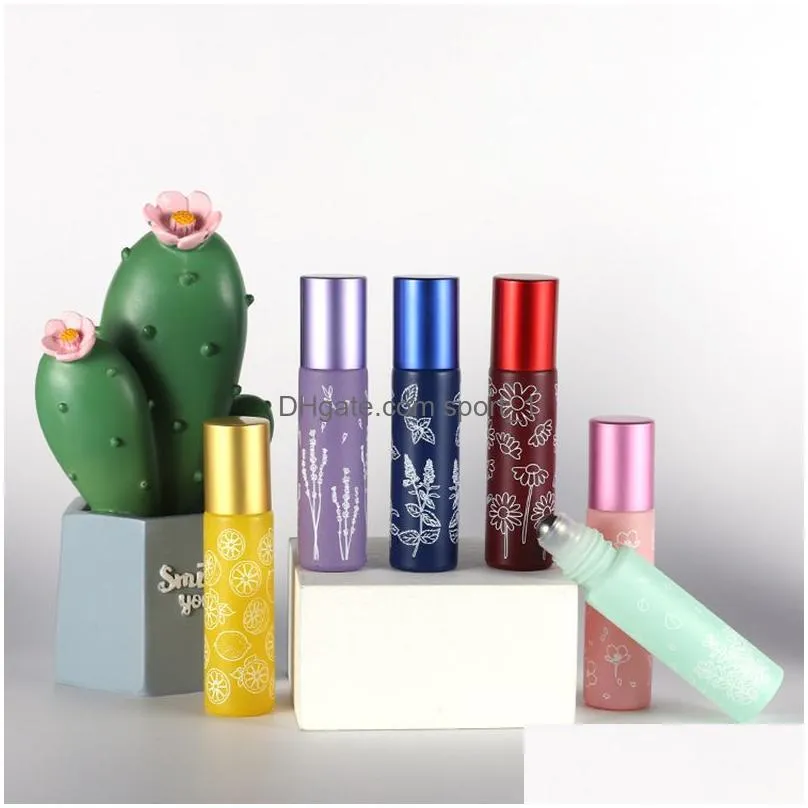 10ml glass printing roller bottles outdoor portable perfume  oil bottle mini macaron color cosmetic tube vials