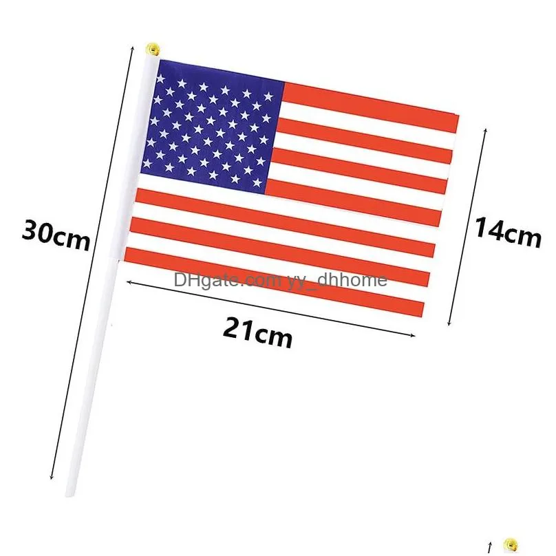 14x21cm american flag polyester festive usa independence day us garden flags banner with flagpole