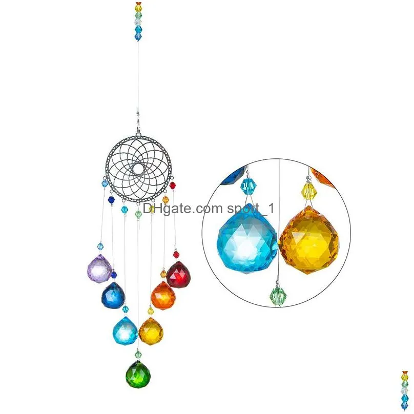 colorful crystal pendant dream catcher home living room decoration crafts pendant car interior accessories