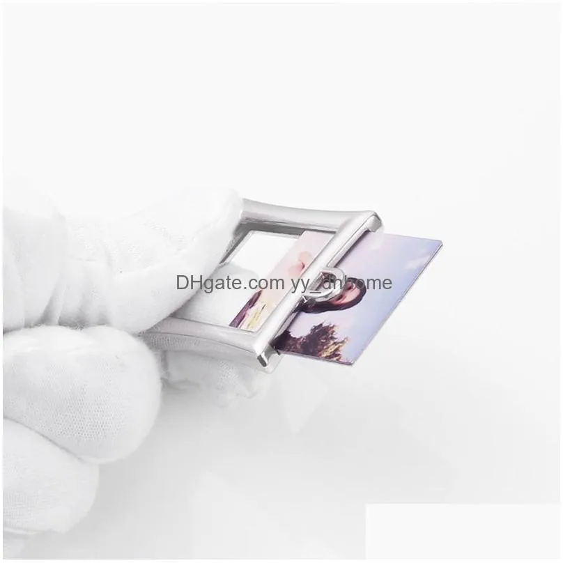 personalized sublimation blank p o frame keychain pendant portable heat transfer album key chain diy gift keyring