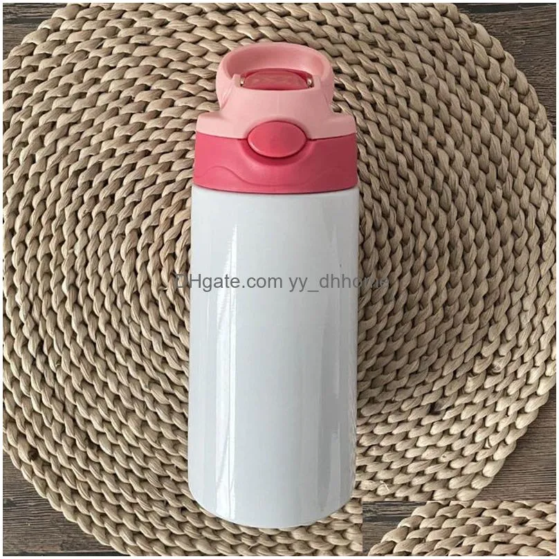 380ml sublimation blank water bottle children portable stainless steel kettle thermos cup diy white straw drinking cups