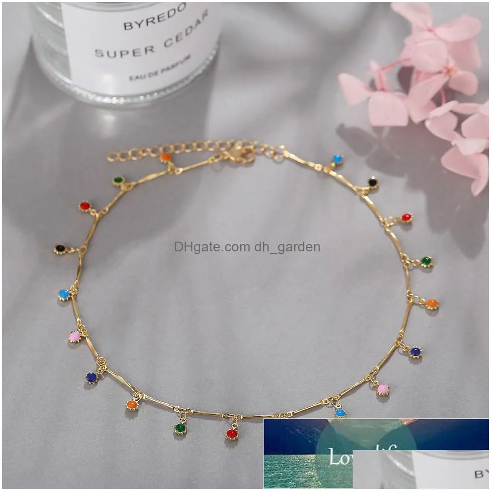 simple colorful bead chain choker necklace crystal tassel necklace for women fashion jewelry prom accessories factory price expert design quality latest