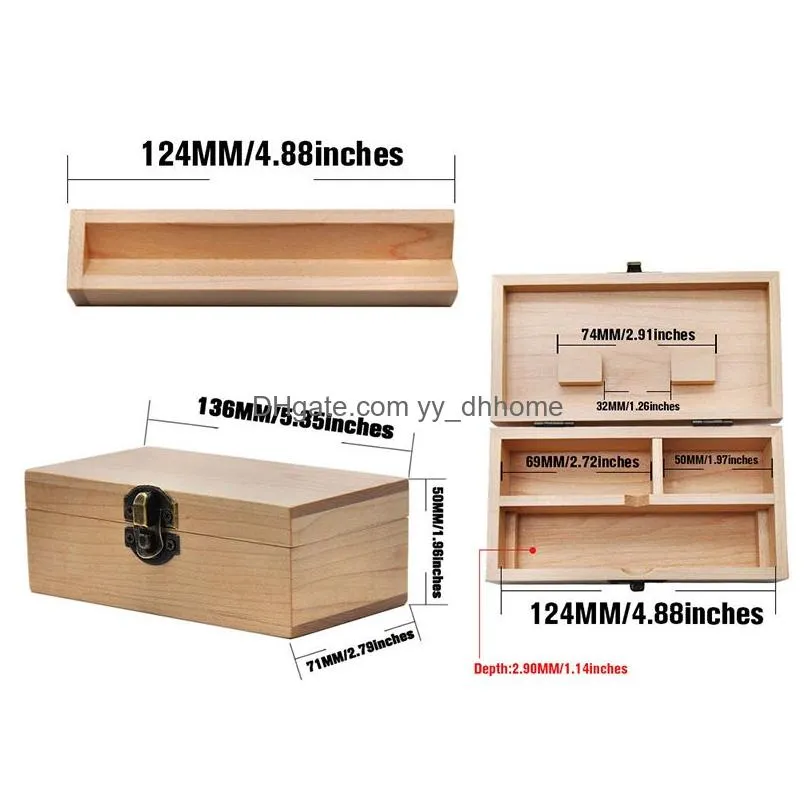 natural wooden pipe grinder gift box portable cigarette cases clamshell square smoking set storage boxes