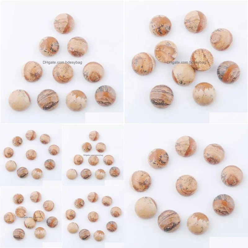 natural gem stone owyhee picture 12mm round flat back cabochon cab no drill hole beads making findings u3250