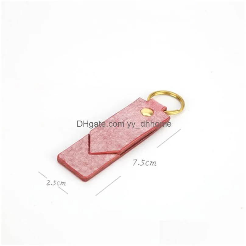 fashion leather keychain portable mobile phone holder metal keychains luggage decoration key chain personalized keyring