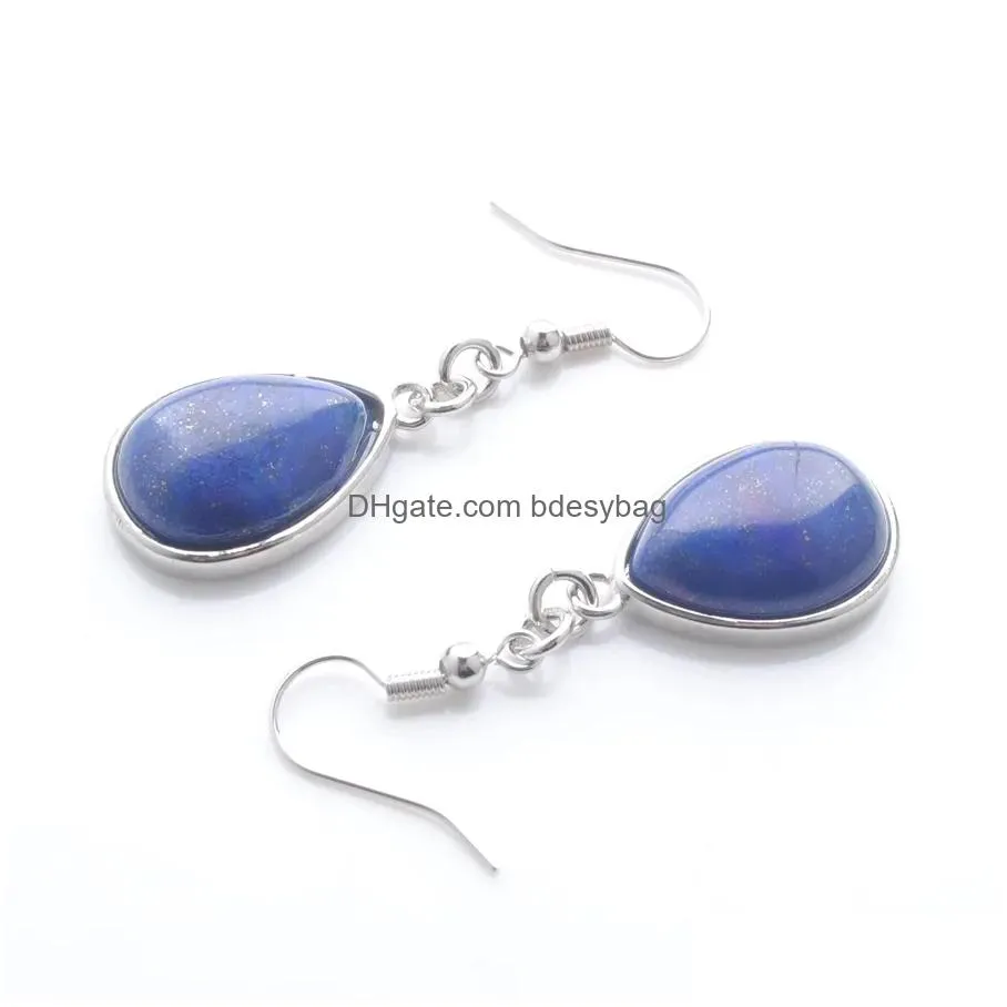women dangle chandelier earrings natural lapis lazuli gem stone teardrop bead reiki healing earrings bohemian jewelry r3171