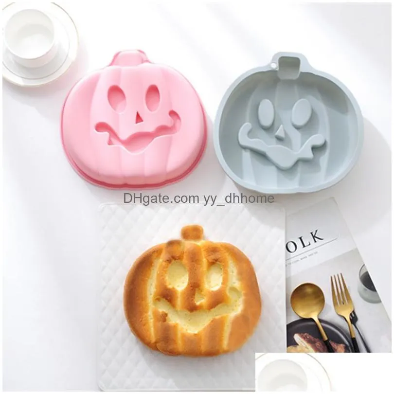 8 inch silicone baking moulds creative scary pumpkin cake tool halloween party supplies