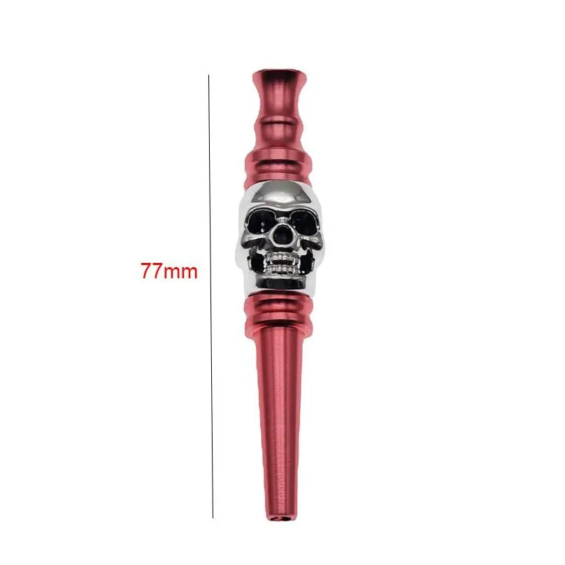 creative skull pipe straight metal pipe cigarette holder household smoking accessories 77mm